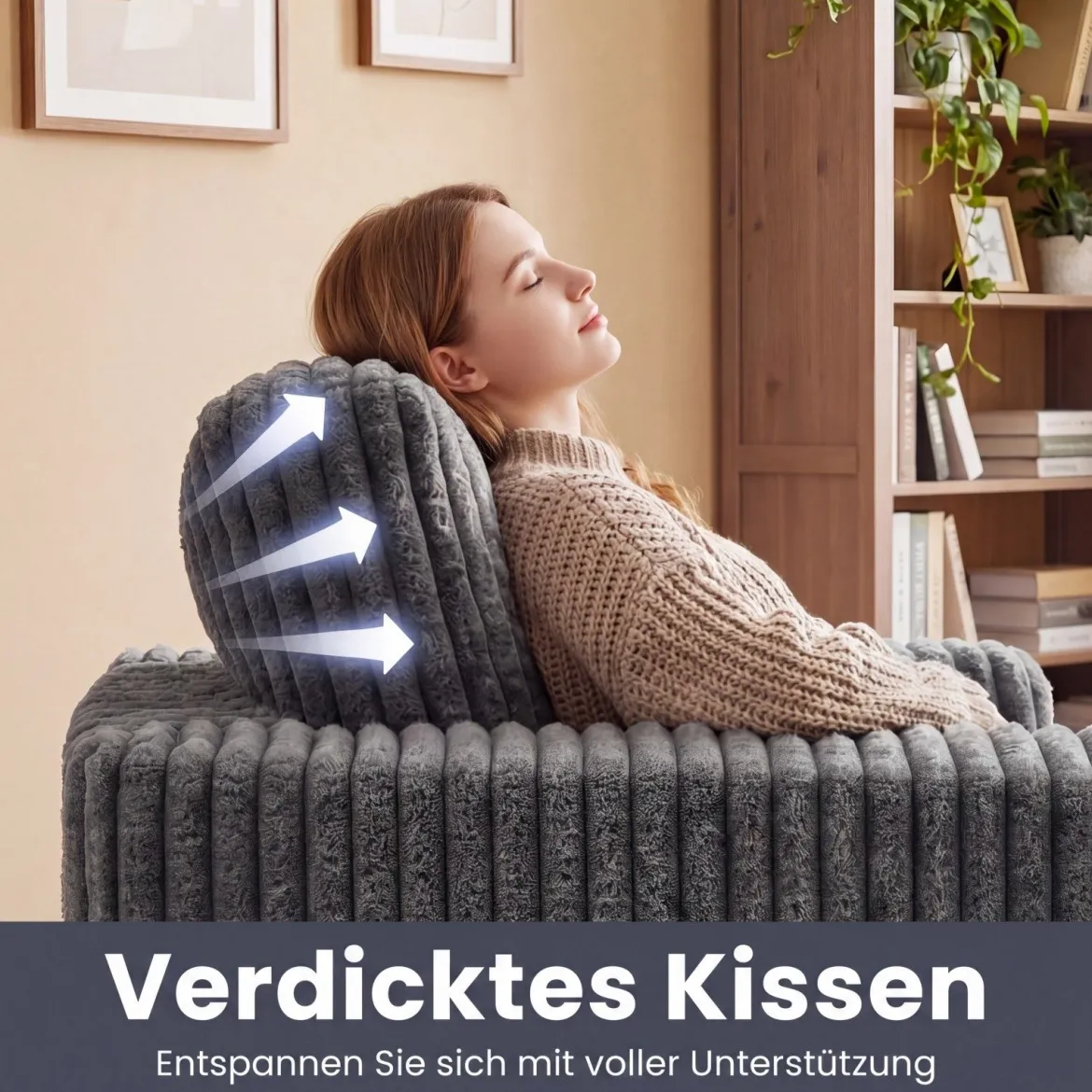 Boneless Einzelsofa aus Cord & Schaumstoff Einzelsessel mit Abnehmbarem Bezug & Rutschfester Unterseite