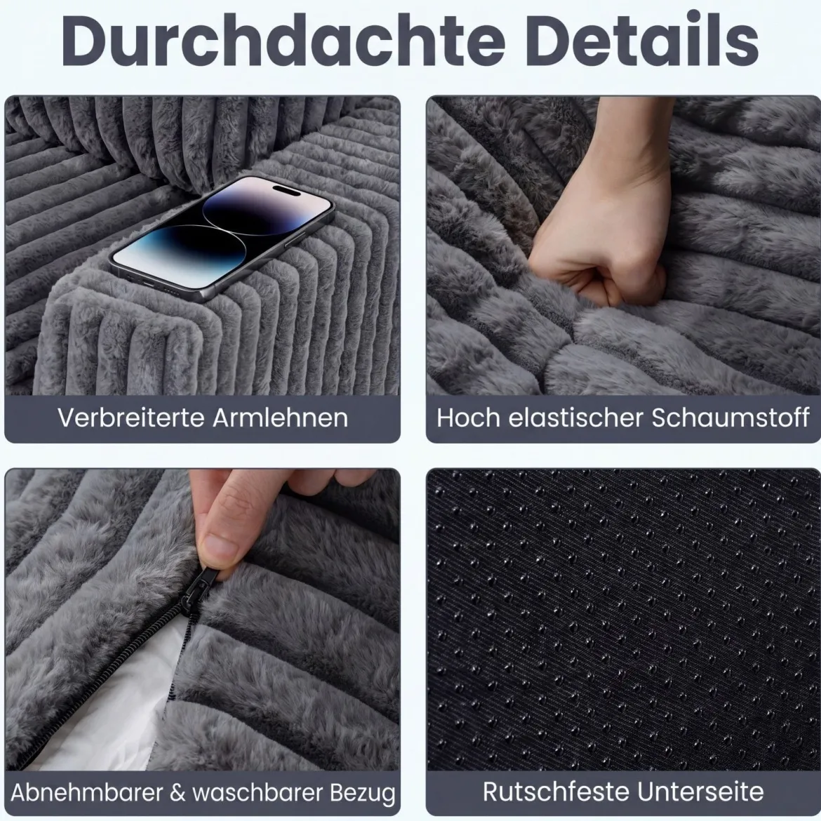 Boneless Einzelsofa aus Cord & Schaumstoff Einzelsessel mit Abnehmbarem Bezug & Rutschfester Unterseite