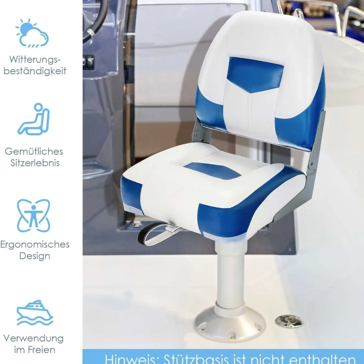 Bootsstuhl 2er Set Klappbarer Sitz 50 x 42 x 52 cm Blau+ Weiß