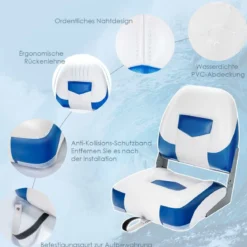 Bootsstuhl 2er Set Klappbarer Sitz 50 x 42 x 52 cm Blau+ Weiß