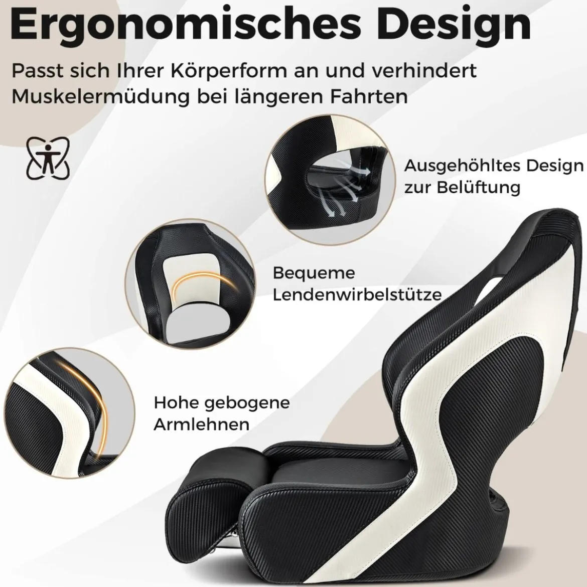 Bootsstuhl mit Hochklappbarer Nackenrolle & Wasserfestem PVC-Lederbezug Steuerstuhl