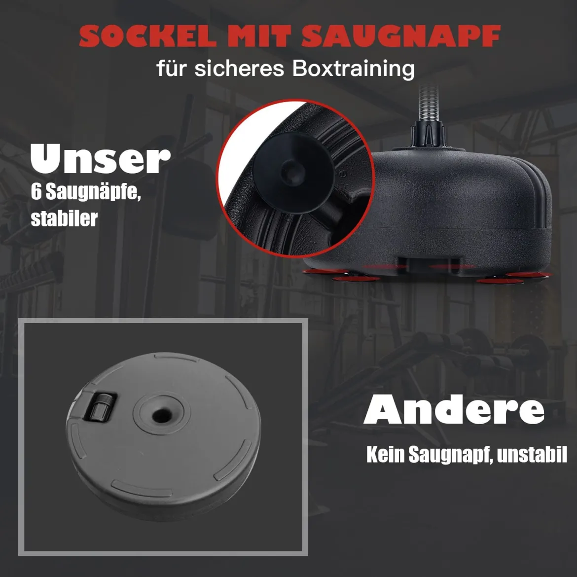 Boxball mit Ständer 4-fach verstellbare Höhe Standboxball mit befüllbarem Ständer Schwarz