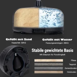Boxball mit Ständer 4-fach verstellbare Höhe Standboxball mit befüllbarem Ständer Schwarz