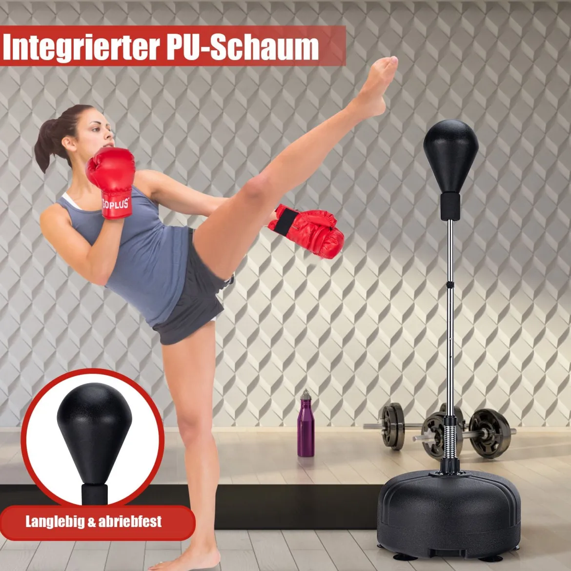 Boxball mit Ständer 4-fach verstellbare Höhe Standboxball mit befüllbarem Ständer Schwarz