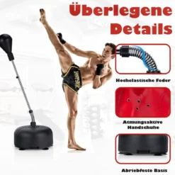 Boxball mit Ständer 4-fach verstellbare Höhe Standboxball mit befüllbarem Ständer Schwarz
