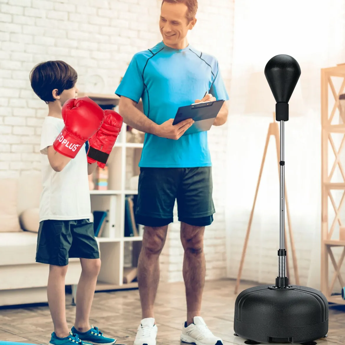 Boxball mit Ständer 4-fach verstellbare Höhe Standboxball mit befüllbarem Ständer Schwarz