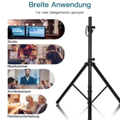Boxenständer 97 - 183 cm Höhenverstellbarer Lautsprecherständer Schwarz