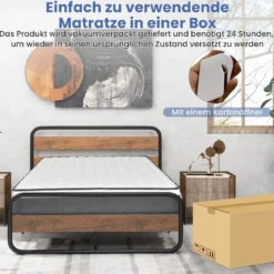 Boxspring-Matratze 22 cm hohe Matratze aus umweltfreundlichem Schaumstoff 200 x 140 x 22 cm Weiß + Schwarz