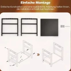 Brennholzregal Kaminholzregal Metall Feuerholzregal Holzscheitregal mit Sockel & Griffen