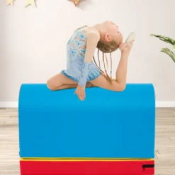Briefkasten-Turnmatte Gymnastik-Sprungkasten mit abnehmbarem Mattenauflage Blau + Rot