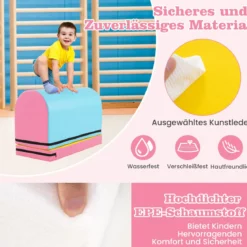 Briefkasten-Turnmatte Gymnastik-Sprungkasten mit abnehmbarem Mattenauflage Tragegriff Kunstleder Bunt