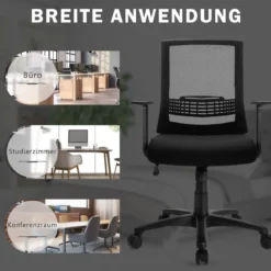 Bürodrehstuhl Ergonomischer Bürostuhl mit Lendenwirbelstütze 71 x 71 x 91-101 cm Schwarz