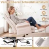 Bürostuhl Ergonomisch Höhenverstellbarer Chefsessel mit 5 Rollen & Ausziehbarer Fußstütze Weiß