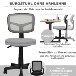 Bürostuhl höhenverstellbarer Computerstuhl 360° drehbar 50 x 50 x 79-91 cm Grau