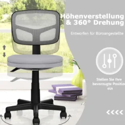 Bürostuhl höhenverstellbarer Computerstuhl 360° drehbar 50 x 50 x 79-91 cm Grau