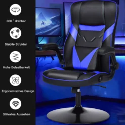 Bürostuhl höhenverstellbar Gaming Stuhl Racing Stuhl Arbeitsstuhl Computerstuhl Blau