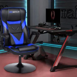 Bürostuhl höhenverstellbar Gaming Stuhl Racing Stuhl Arbeitsstuhl Computerstuhl Blau