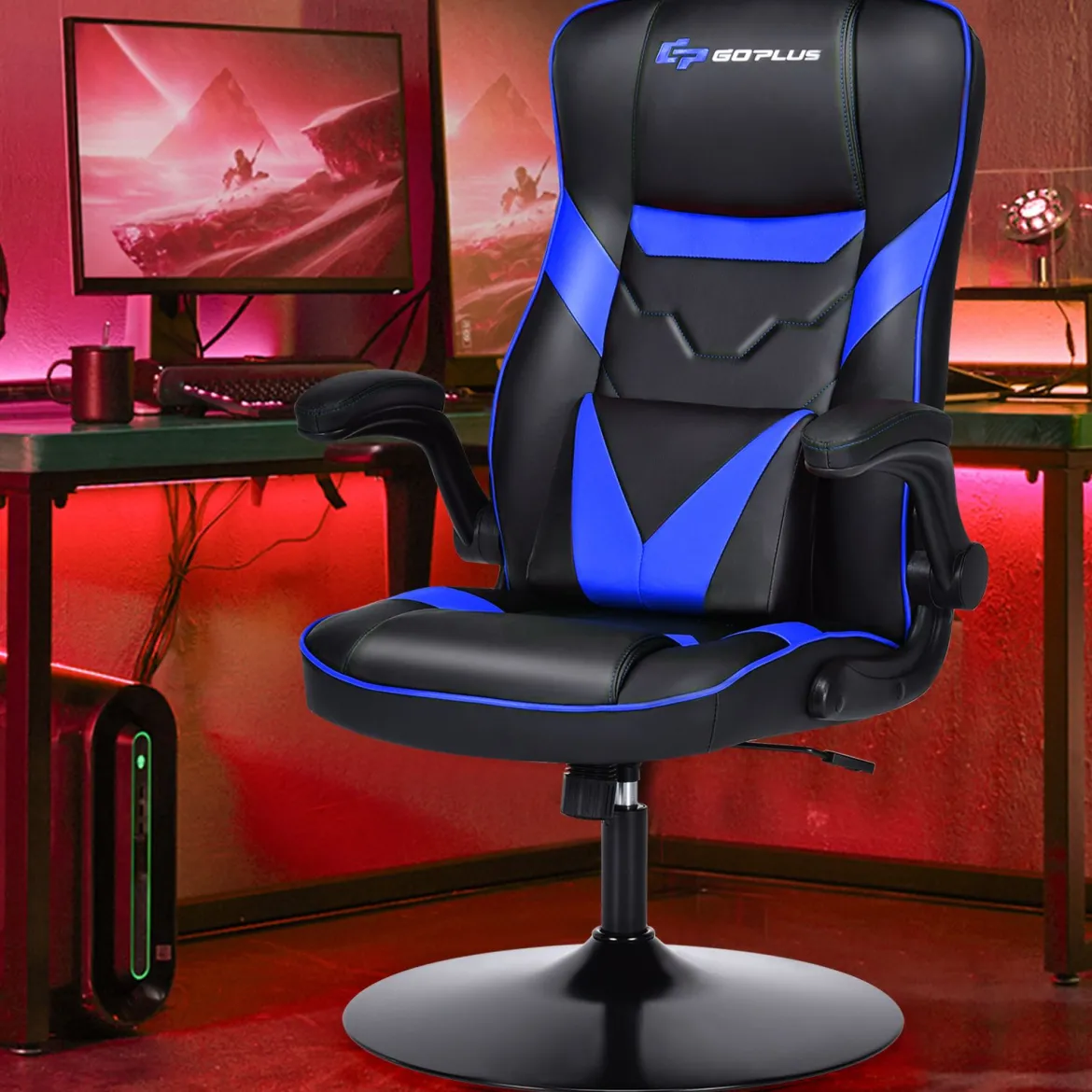 Bürostuhl höhenverstellbar Gaming Stuhl Racing Stuhl Arbeitsstuhl Computerstuhl Blau