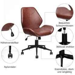 Bürostuhl höhenverstellbar Schreibtischstuhl Chefsessel drehbar Braun