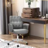 Bürostuhl Kunstleder Ergonomischer Schreibtischstuhl Höhenverstellbarer Drehstuhl Grau