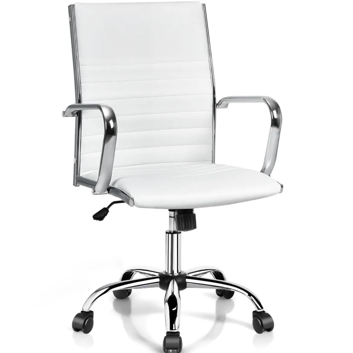 Bürostuhl mit hoher Lehne ergonomischer Computerstuhl Rückenlehne 55 x 60 x 95-105 cm Weiß