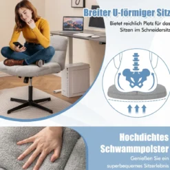 Bürostuhl mit Lammfellimitat & Breitem Sitz & Wippfunktion Höhenverstellbarer Schreibtischstuhl