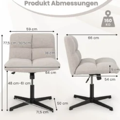Bürostuhl mit Lammfellimitat & Breitem Sitz & Wippfunktion Höhenverstellbarer Schreibtischstuhl