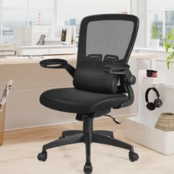 Bürostuhl mit Massagefunktion Höhenverstellbar Ergonomischer Schreibtischstuhl Drehstuhl mit Rückenlehne Schwarz