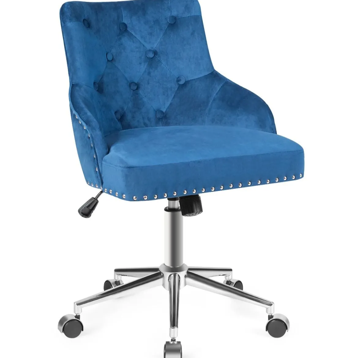 Bürostuhl mit Rädern für Zuhause 360° Schwenkbarer Empfangsstuhl 59,5 x 57 x 84 - 98 cm Blau