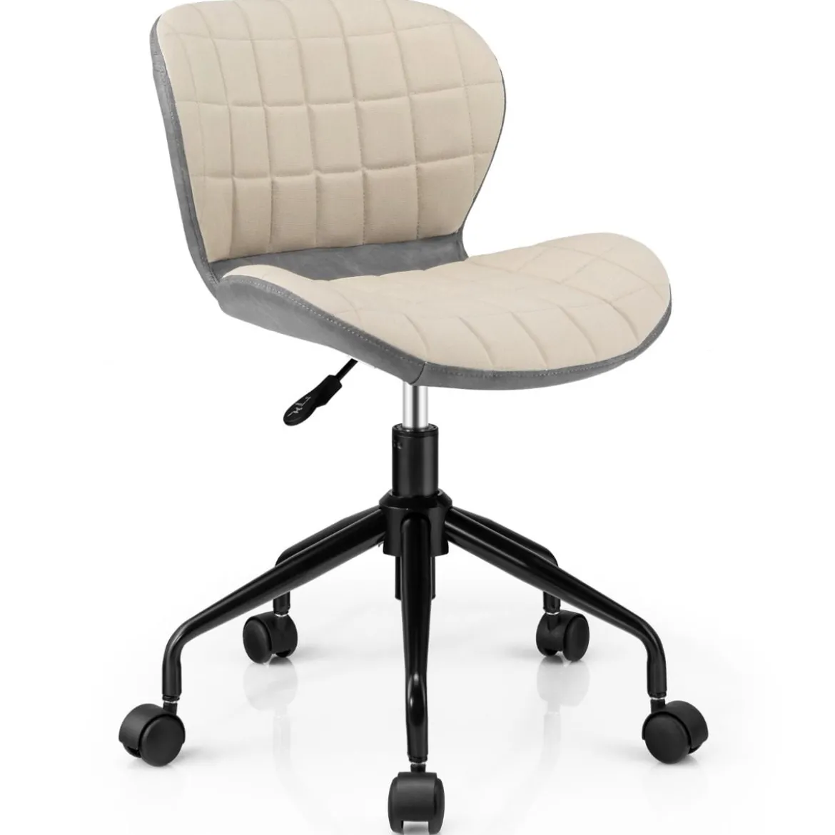 Bürostuhl Moderner Drehstuhl im Stil der Mitte des Jahrhunderts Beige + Grau