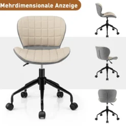 Bürostuhl Moderner Drehstuhl im Stil der Mitte des Jahrhunderts Beige + Grau