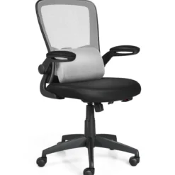 Bürostuhl Netzstoff Drehstuhl mit Lendenwirbelstütze 61 x 61 x 98 - 106 cm Grau
