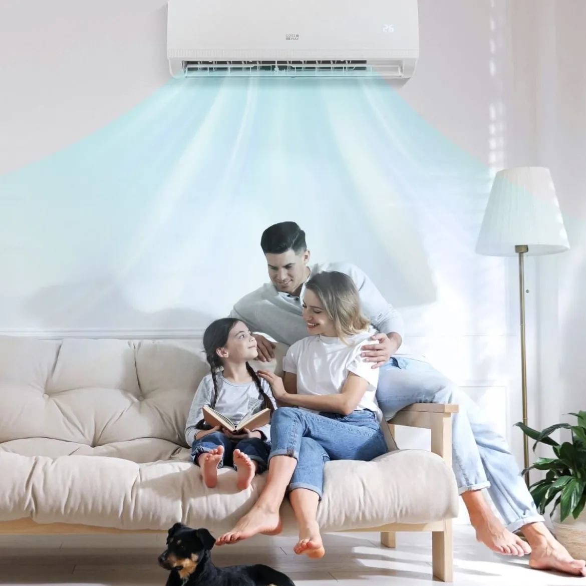 9000 BTU (2,6 kW) Mini Split Klimaanlage A++ Energieeffizientes Klimagerät mit Wärmepumpensystem für Räume bis zu 42㎡ Weiß