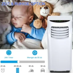 7000 BTU Tragbare Klimaanlage mit Fernbedienung Kühlmodus mobile Klimaanlage 32 x 36 x 62,5 cm Weiß
