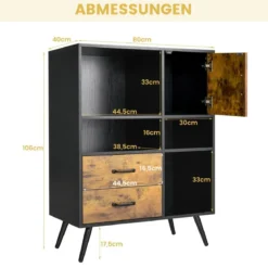 Buffetschrank im Mid-Century-Stil Industrieller Küchenschrank 80 x 40 x 106 cm