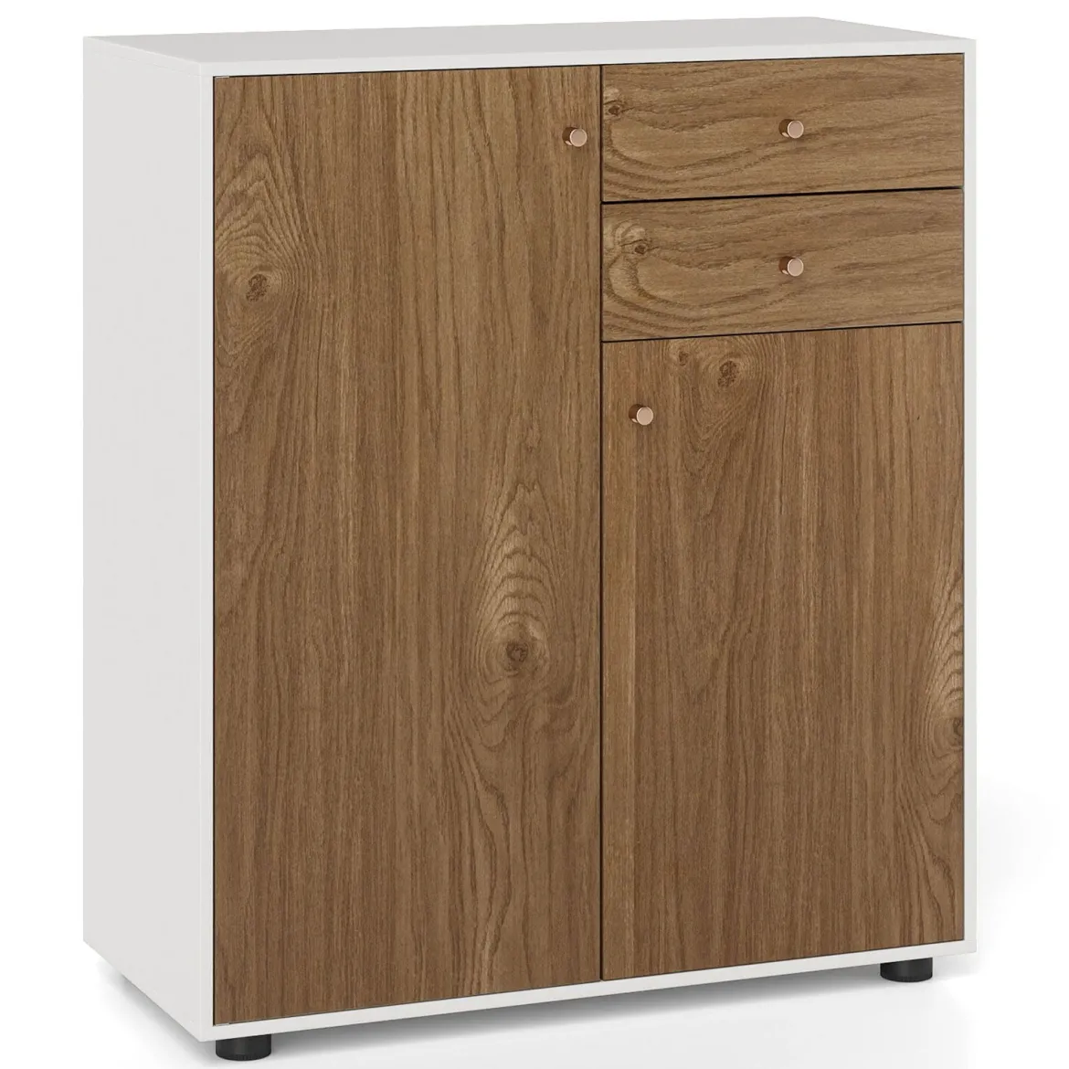 Buffetschrank mit 2 Schubladen & 2 Türen & 3 Verstellbaren Regalen Sideboard Vorratsschrank Natur