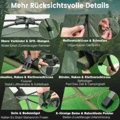 Campingbett mit Vorzelt & Luftmatratze & Schlafsack & Kissen Campingliege mit Tragetasche
