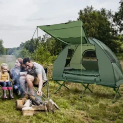 Campingbett mit Vorzelt & Luftmatratze & Schlafsack & Kissen Campingliege mit Tragetasche