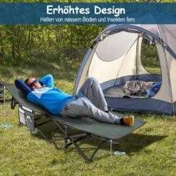 Campingbett Strapazierfähiges Reisebett mit Kopfstütze 190 x 70 x 54 cm Blau