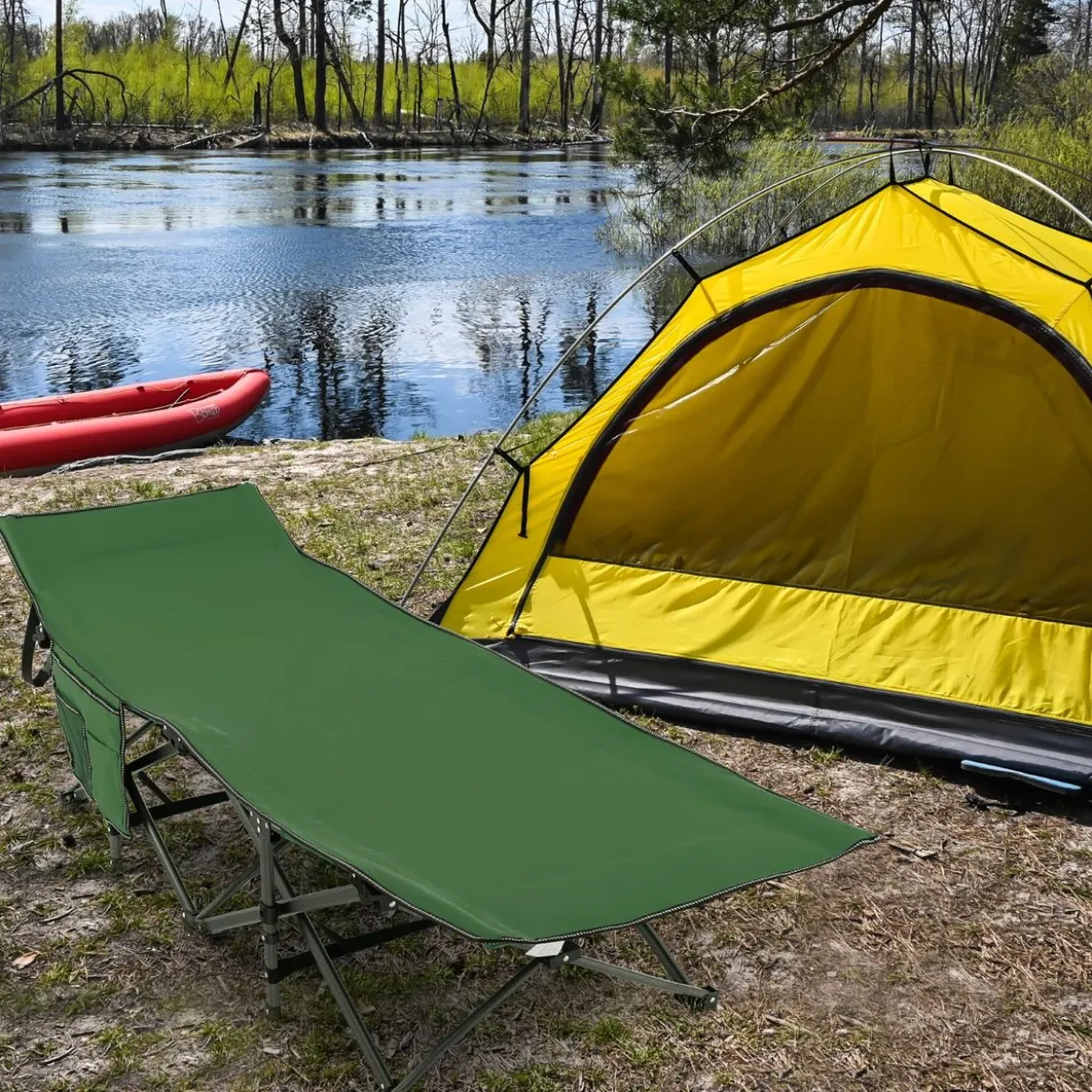 Campingbett Strapazierfähiges Reisebett mit Kopfstütze 190 x 70 x 54 cm Grün