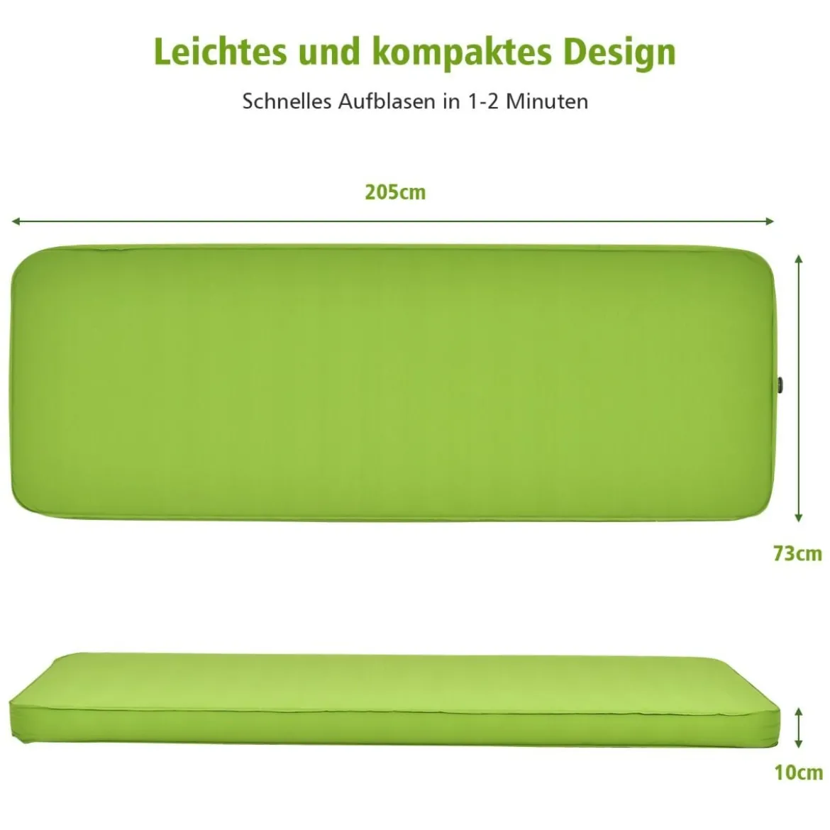 Camping Isomatte Schlafmatte inklusive Tragetasche 10 cm Dick Grün