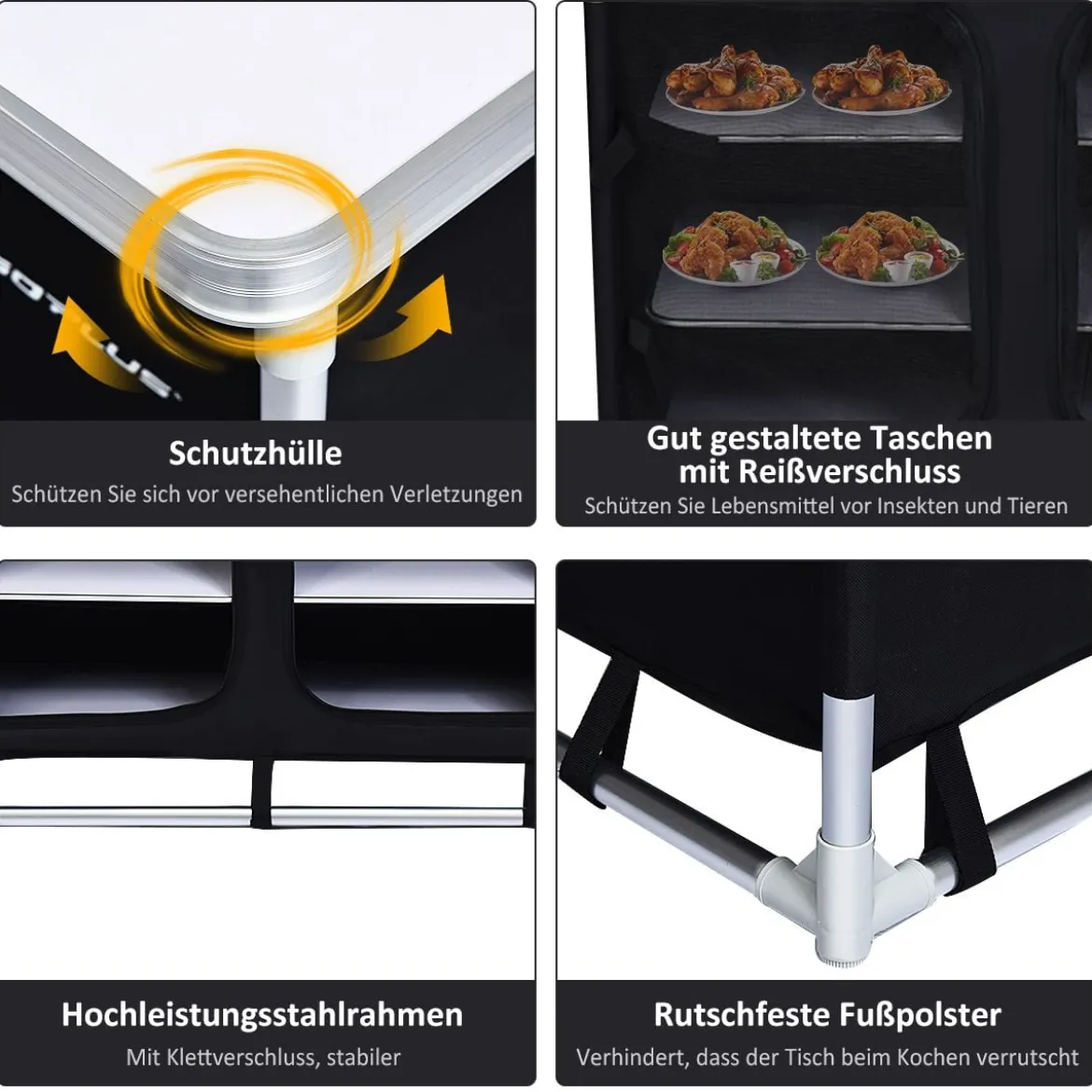 Campingküche 6 Fächer & 1 Bretter Reiseküche Faltschrank Outdoor Camping Kochtisch Alu mit Tragetasche