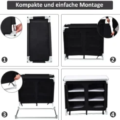 Campingküche 6 Fächer & 1 Bretter Reiseküche Faltschrank Outdoor Camping Kochtisch Alu mit Tragetasche