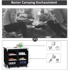 Campingküche 6 Fächer & 1 Bretter Reiseküche Faltschrank Outdoor Camping Kochtisch Alu mit Tragetasche