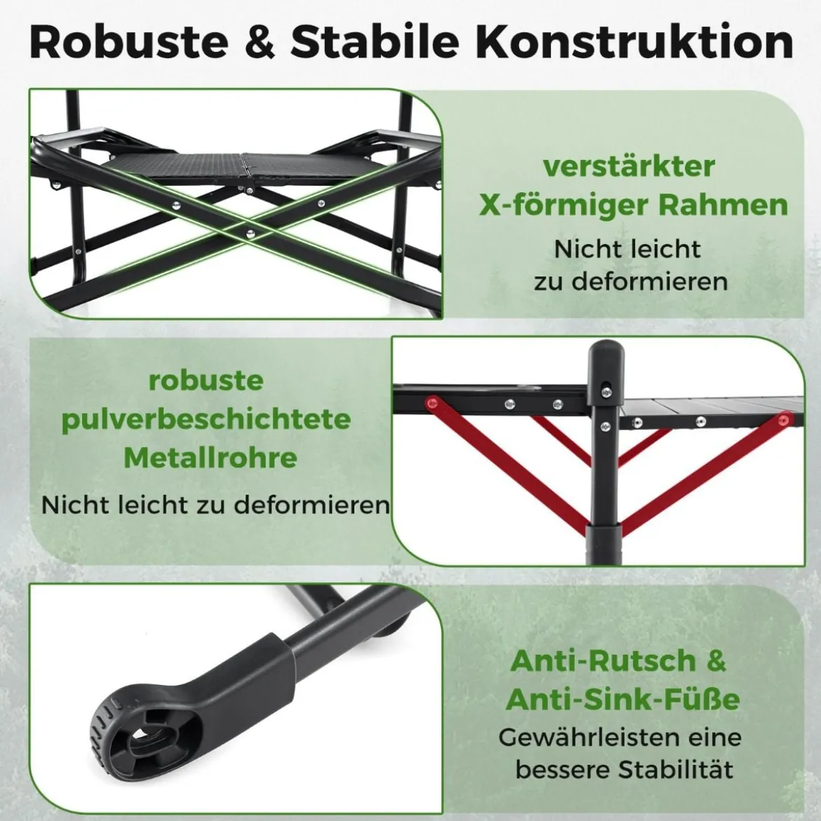 Campingküche klappbar Reiseküche mit Aluminium-Tischplatte Camping Küche 135 x 54 x 88 cm Schwarz