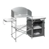 Campingschrank faltbar Campingküche mit Windschutz & Aufbewahrungstasche tragbarer Camping Faltschrank Aluminiumgestell Grau