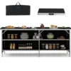 Campingschrank faltbar tragbare Campingküche mit 2-stöckigen Regalen 206 x 38 x 83 cm Schwarz