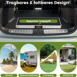 Campingschrank faltbar tragbare Campingküche mit 2-stöckigen Regalen 206 x 38 x 83 cm Schwarz