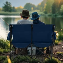 Campingstuhl für 2 Personen Klappstuhl mit Getränkehaltern & Armlehnen & Tragetasche