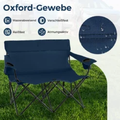 Campingstuhl für 2 Personen Klappstuhl mit Getränkehaltern & Armlehnen & Tragetasche